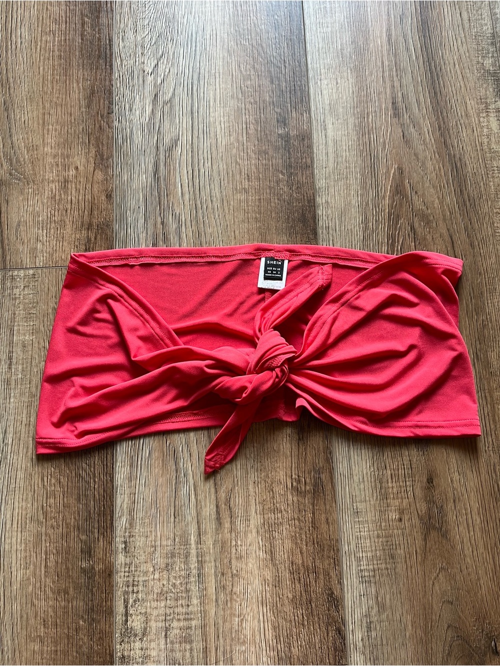 SHEIN Coral Pink Wrap Bandeau Top